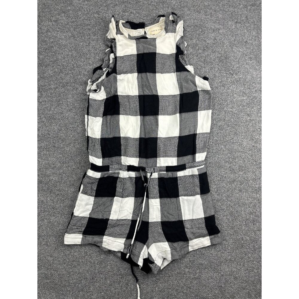 Cloth‎ & Stone Romper Womens Small Buffalo Check Plaid Drawstring Rayon Jumpsuit